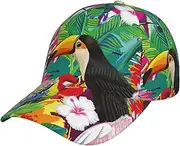 [pvinnk] Tropical Birds and Plant Leaf Print Stylish Hat Headwear Hat Baseball Cap Adjustable Snapback Hat for Men and Women Black, Black, One Size