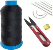 Ninetonine Bonded Nylon Sewing Thread, Curved Needles, Scissors and Thimble Tool
