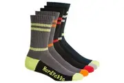 5 x Mens Hard Yakka Crew Work Multi-Coloured Workwear Socks