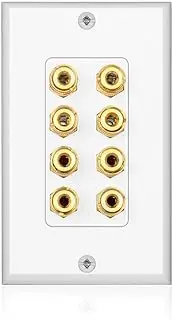 Byttlerom 8 Posts Speaker Wall Plate Home Theater Wall Plate Audio Panel for 4 Speakers