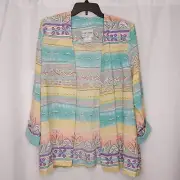 Vintage Leslie Belle Canada Open Jacket Women's Size 14 Multicolor Polyester New