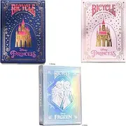 Bicycle Disney Playing Cards Disney Princess and Queens Bundle: 1 Disney Frozen Blue Playing Cards Deck, 1 Disney Princess Navy Playing Cards Deck, 1 Disney Princess Pink Playing Cards Deck