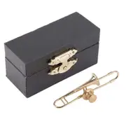 Mini Trombone Musical Instrument Brooch - Gold Plated Gift Decoration