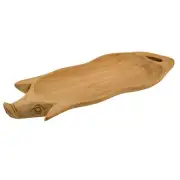 Zeckos Hand Carved Pig Shaped Decorative Wooden Serving Tray 15 Inch