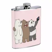 Bear Selfie Em2 Flask 8oz Stainless Steel Hip Drinking Whiskey
