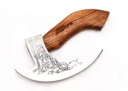 Viking Pizza Cutter Axe Hand-Forged Stainless Steel Sharp Blades Slicer Sheath U