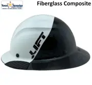DAX Fiberglass Composite Full Brim Lift Safety Hard Hat 50/50 Black and White