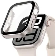 Waterproof Case for Apple Watch Screen Protector 46mm 42mm 49mm 45mm 40mm 41mm 44mm,Hard PC Full Protection Tempered Glass Cover for Apple Watch Case Series 10 9 8 SE 7 6 5 4 ultra/ultra 2