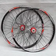 Wheel Set 26 27.5 29 Inch MTB Wheelset Bicycle Disc Brake Bearing Hubs Mountain Bike Aluminium Rims 32H 8-11 Speed Cassette QR (Color : Red, Size : 26inch)
