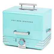 Nostalgia Hot Dog Steamer Aqua Cool-Touch Handles Breakfast Sausages Bratwursts