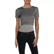 Aqua Womens Checkered Short Crop Top Size M