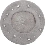 [MOKKHNB] Imitation Wool Beret for Women Retro British Style Bucket Hat Light Grey Handmade Warmth and Elegance for Fashion