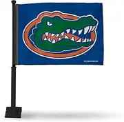 Rico Industries NCAA Florida Gators Primary Double Sided Car Flag with Black Pole - 16" x 19" - Strong Pole That Hooks onto Car/Truck/Automobile