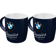 2PK Nostalgic-Art Ceramic Coffee/Tea Mug Drinking Cup BMW Classics 9x9cm Black