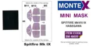 Montex 1/48 SUPERMARINE SPITFIRE Mk.VIII/IX CANOPY & WHEELS PAINT MASK Hasegawa