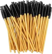50 Pcs Eyebrow Spoolie Kit, Eco Friendly Bamboo Handle Eyelash Brush, Disposable Spoolie Micro Brushes, for Eyelash Extension Brush Applicator Mascara Wands Cosmetic Makeup Tools