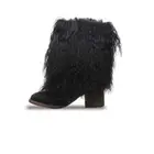 NEW BEARPAW Boticia Black Real Lamb Fur Tall Wool Lined Boots Women Size 11 NIB