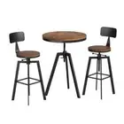 NNEDSZ Artiss Bar Table and Stools Set Dining Desk Industrial Kitchen Chairs Caf