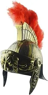 Greek Costume Helmets - Roman Helmets, Roman Gladiator Helmet | Centurion Soldier Headgear for Role Play Costume Armors, Gold Roman Helmets with Natural Feathers for Theme Parties or Carnival