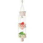 1-3Tier Hanging Fruit Basket Hammock Boho Macrame Vegetable Wall Storage Decor