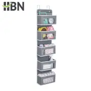 HBN 5-Shelf Over The Door Hanging Organizer with 2 Metal Hooks, Door Wall Mount