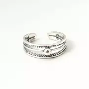 Tibet Vintage 925 STERLING SILVER Texture RING Open Adjustale Gift Box