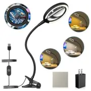 Magnifying Glass with Light and Stand and Clip,3X Lighted Magnifying Glass