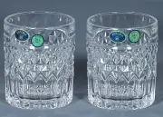 2 BOHEMIA DIANA DOF 24% PbO CRYSTAL WHISKY Glasses Czek Republic 11 oz.
