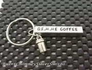 GIMME COFFEE - Coffee lover's must have - Hand Stamped Aluminum Bar Key Chain