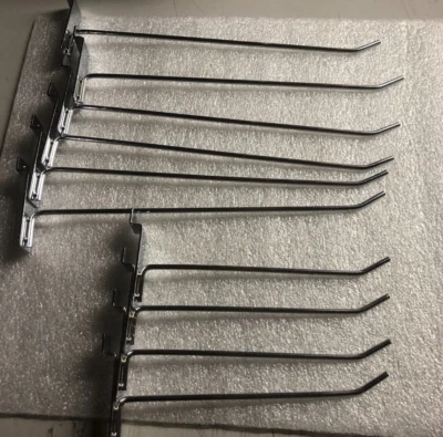 SLATWALL CHROME 8" & 12" SLAT WALL HOOKS FOR DISPLAY 10 PIECES METAL BRAND NEW