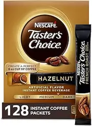 Nescafe Taster's Choice Instant Coffee Beverage, Hazelnut,16-0.1 oz packets(Pack of 8)