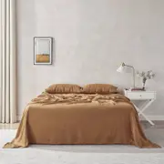 Natural Home Flax Linen Sheet Set Rust - Single Bed