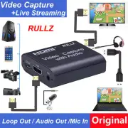 USB 2.0 Mic in HDMI Loop Audio Video Capture Card Game Record OBS Live Streaming