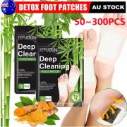 50-300x Bamboo Detox Foot Patches Pads Body Toxins Feet Slimming Deep Cleansing