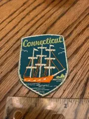 Vintage 1970’s Connecticut Ship Embroidered Patch Souvenir FREE SHIPPING