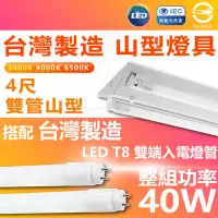 在飛比找momo購物網優惠-【台灣CNS認證 台灣製造】單入 LED山型燈具 雙管 4尺