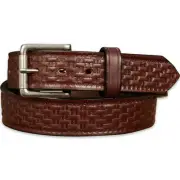 Bullhide Belts Mens Basket Weave Leather Belt, 1.50" Wide, Brown, 38"