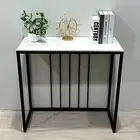 Glossy Solid Real Stone Hallway Console Table Narrow Entryway Tables Load 50KG