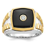 14k Two-tone Gold Men's Onyx and Diamond Ring Mounting