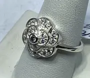 Vintage Sterling Silver 925 Size 10 Clear Stone Ring NWT Signed JC $149RP #2551