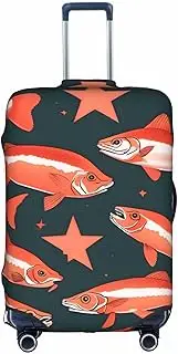 [pvinnk] Salmon Print Protective Luggage Cover Elastic Washable Suitcase Travel Gear Protector, White, Medium