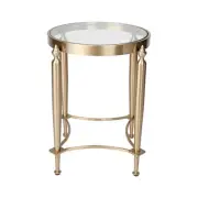 Cafe Lighting & Living Jak Glass Side Table (Gold) - 49cm x 56cm