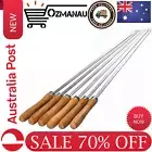 17” Flat Blade Barbecue Shish Kebab Skewers Stainless Steel With Wooden Handle