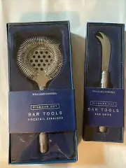 New Williams-Sonoma diamond cut BAR TOOLS Stirrer with zester silver mixing tool