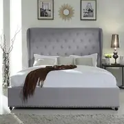 Paris Deluxe Fabric Bed Frame Queen Grey