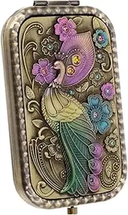 Gogogmee Handheld Mirror Vintage Folding Makeup Mirror Double-Sided Metal Compact for Daily Use
