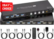 8K HDMI KVM Switch 4 PCs to 1 Monitor 60Hz 120Hz Remote USB Devices Accessory