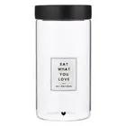 Storage Container Glass Pantry Canister Wood Lids 8 in H, Eat What You Love 2 PK