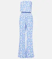 [Melissa Odabash] Melissa Odabash Naomi shirred cotton bandeau jumpsuit AU 16 blue