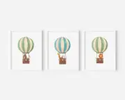 [Namly Design] Posters - African Animals on Balloon / Set of 3